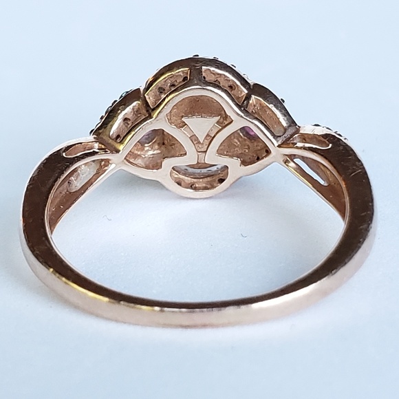 SOLD 14k Rose Gold LeVian, Ruby & Diamond Ring - Picture 4 of 8